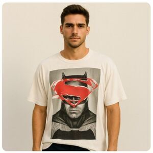 DC Comics T Shirt Batman vs Superman White Graphic Tee Mens Size XL